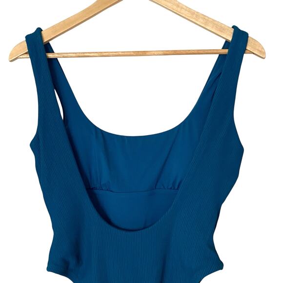 VITAMIN A Reese Scoop Neck Textured Ribbed One Piece Swimsuit Teal, NWOT, Large - Picture 10 of 14